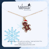 Gingerbread Man Enamel Charm Necklace