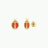 Ladybug Enamel Flat Back Earrings