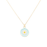 White Daisy Blue Medallion Charm Pendant Children's Necklace