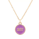 Bff Best Friends Forever Purple Enamel Charm Necklace