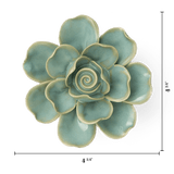 Teal Gardenia Ceramic Flower