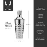 Diamond Faceted Stainless Steel Cocktail Shaker