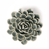 Pewter Blue Zinnia Ceramic Flower
