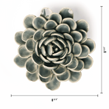 Pewter Blue Zinnia Ceramic Flower