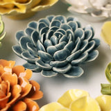 Pewter Blue Zinnia Ceramic Flower