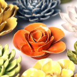 Orange Elegance Ranunculus Ceramic Flower