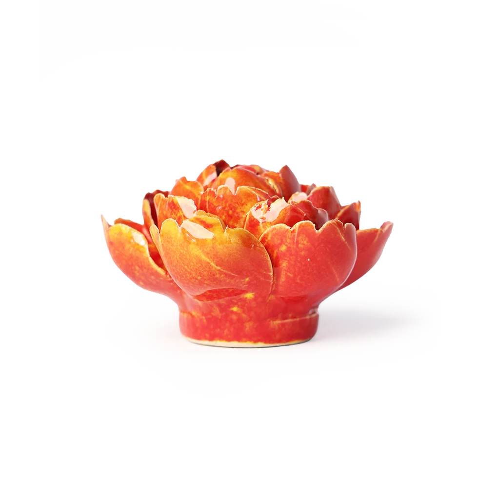 Orange Yellow Peony Ceramic Flower