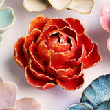 Orange Yellow Peony Ceramic Flower