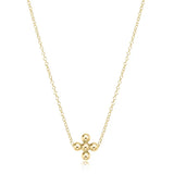 enewton | 16" Necklace Gold | Classic Beaded Signature Cross Gold | 3mm Bead Gold