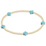 enewton | egirl | Signature Cross Small 2mm Gold Bracelet | Turquoise