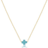 enewton | 16" Necklace Gold | Signature Cross Small Turquoise