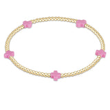 enewton | egirl | Signature Cross Small 2mm Gold Bracelet | Bright Pink