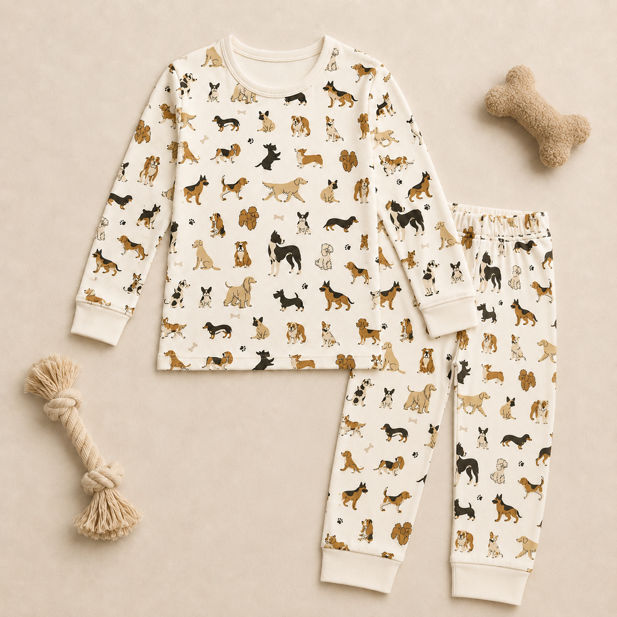 Kids Organic Long-Sleeve PJ Set | Cats + Dogs