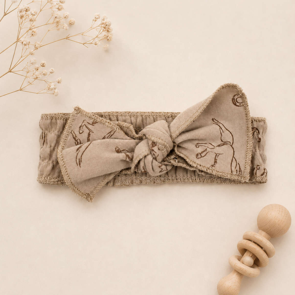 Organic Smocked Tie Headband | Western