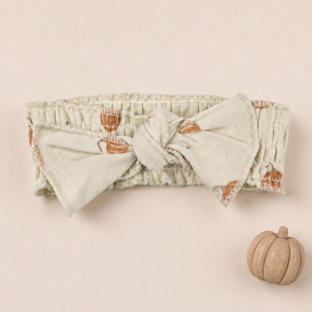 Organic Smocked Tie Headband | Harvest