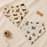 Organic Bandana Bib | Cats + Dogs | Pack of 2