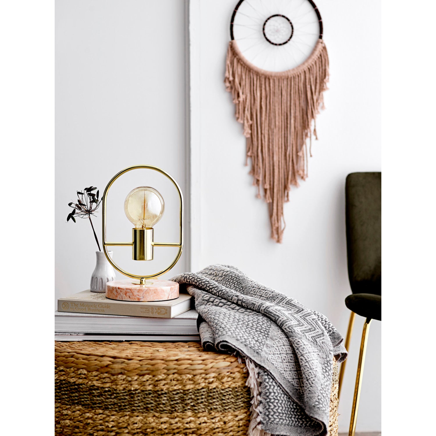 Recycled Cotton Blend Knit Throw with Fringe