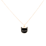Black Cat Enamel Charm Necklace