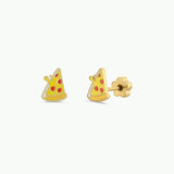 Pizza Enamel Flat Back Earrings