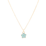 Blue Flower Enamel Charm Necklace