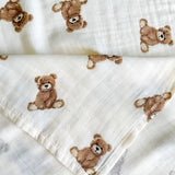 Teddy Bear Muslin Swaddle Blanket