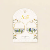 Purple Cornflower/Gold | Pressed Flower Hoop Earring