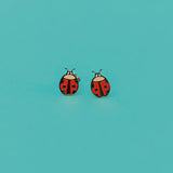 Ladybug Enamel Flat Back Earrings