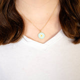 White Daisy Blue Medallion Charm Pendant Children's Necklace