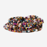 Sage Color Block Beaded 10 Strand Stretch Bracelets | Jewel Tone