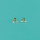 Rainbow Enamel Flat Back Earrings