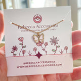 Butterfly Enamel Charm Necklace | Pink