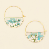 Blue Baby's Breath/Gold | Pressed Flower Hoop Earring
