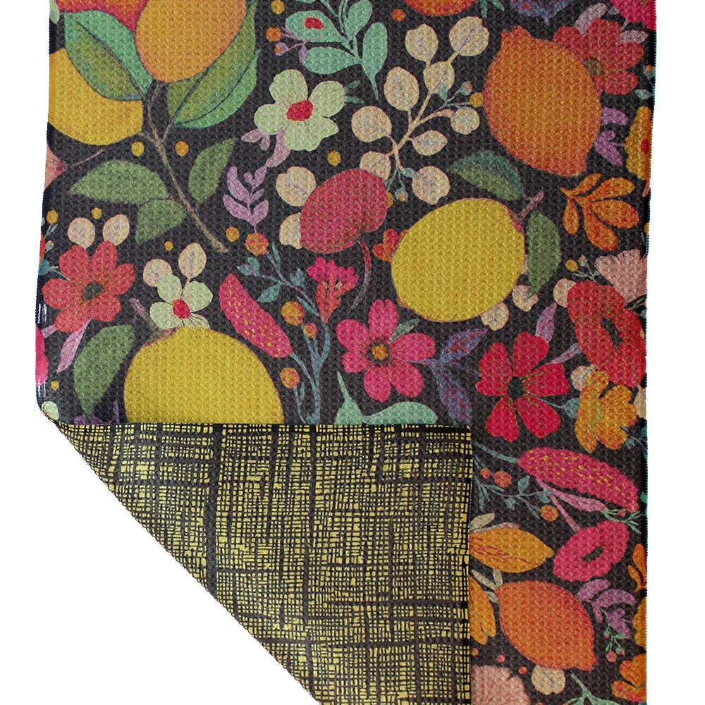 Boho Floral and Citrus | Two Sided Waffle Weave Microfiber Towels
