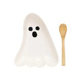 Stoneware Ghost Shaped Dish with Spoon