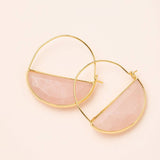 Rose Quartz + Gold | Stone Prism Hoop