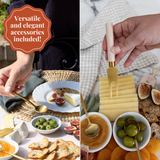 7 Piece Cheese Board Set | White Washed Wood