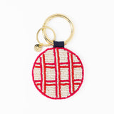Kelsey Bow Seed Bead Bag Charm Key Ring | Ivory