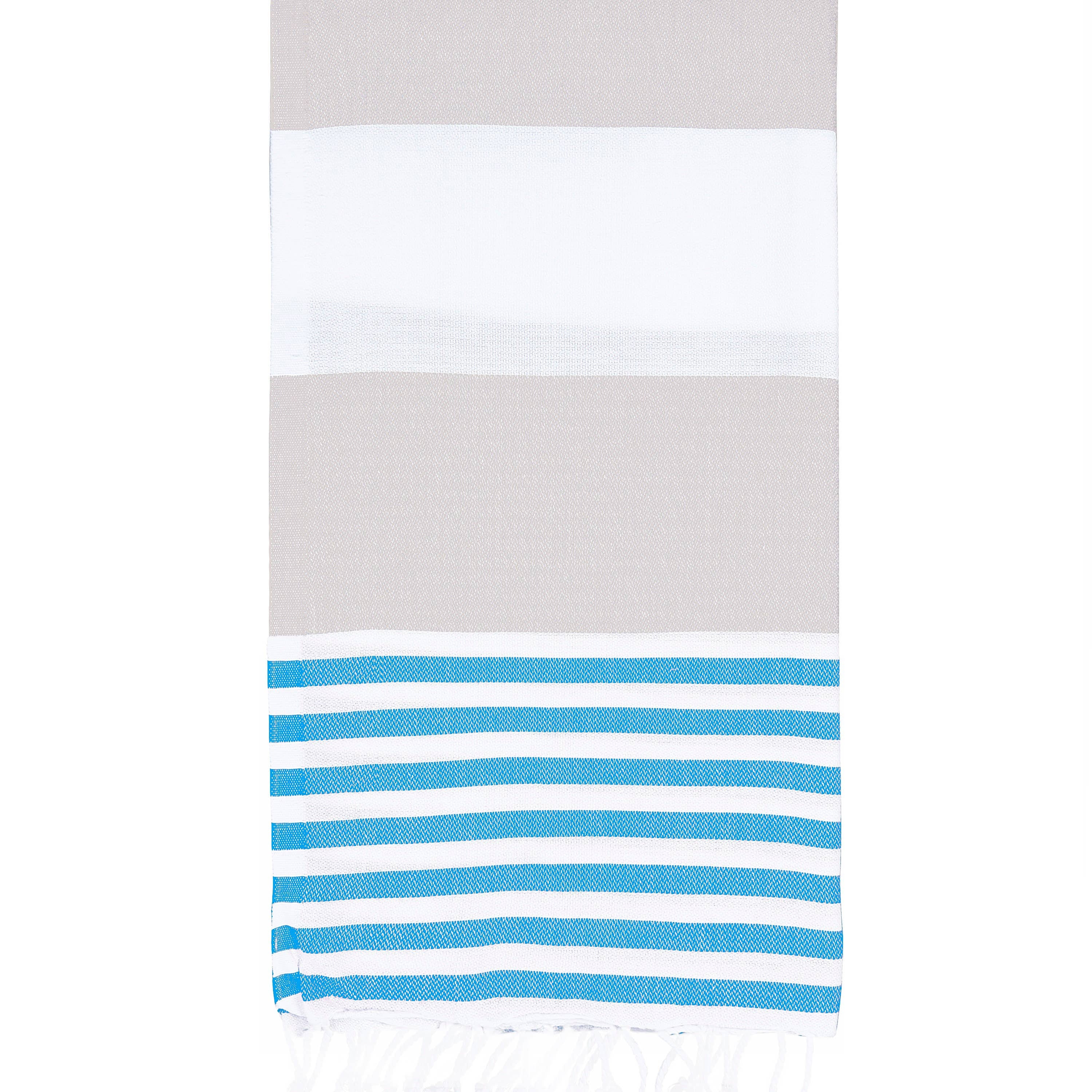 Beige/Blue Turkish Towel