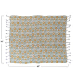 Woven Recycled Cotton Blend Throw with Flowers + Braided Pom Pom Tassels