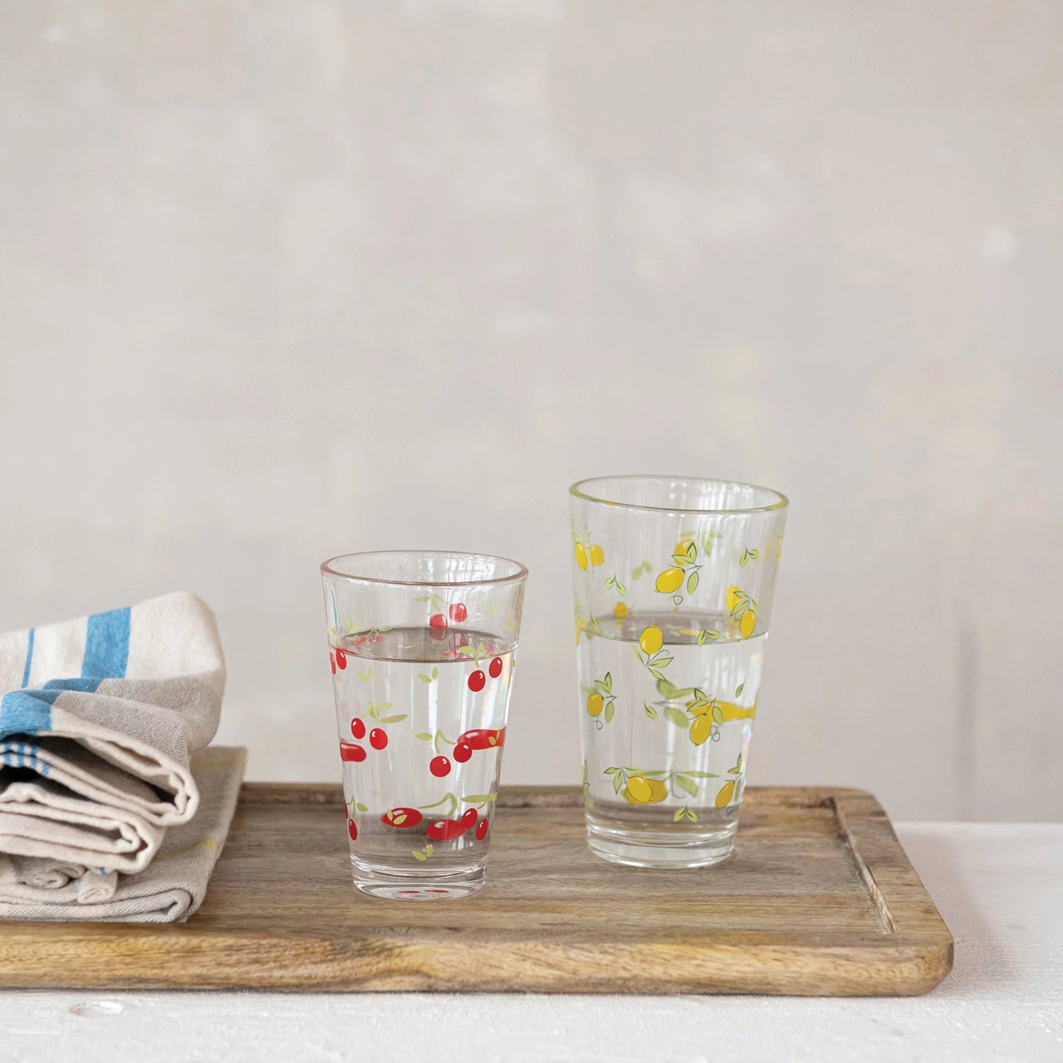 Drinking Glass with Cherry Decal | 10oz