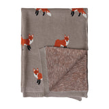Foxes Cotton Knit Baby Blanket
