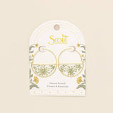 White Lace Flower/Gold | Pressed Flower Hoop Earring