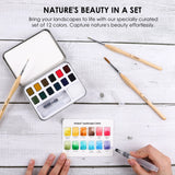 Watercolor Pocket Set Of 12 With Brush | Landscape Colors