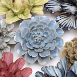 Blue Fiesta Marigold Ceramic Flower