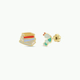 Bookworm Enamel Flat Back Earrings