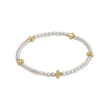 enewton | Signature Cross Small Pearl Pattern 3mm Bead Bracelet Gold
