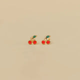 Cherry Enamel Flat Back Earrings