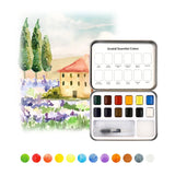 Watercolor Pocket Set Of 12 With Brush | Essential Colors