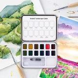 Watercolor Pocket Set Of 12 With Brush | Landscape Colors