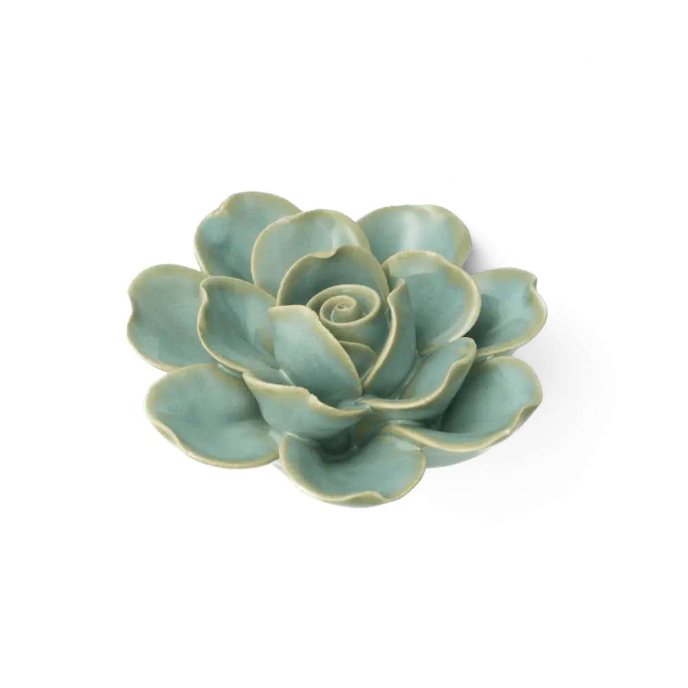 Teal Gardenia Ceramic Flower